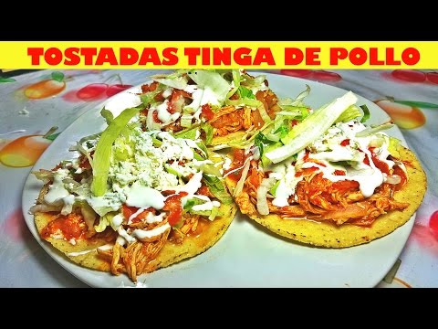 Como hacer Tostadas de Tinga de Pollo / Chipotle Chicken Tinga