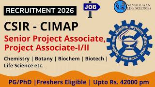 CIMAP Multiple Project Associate Vacancies | Age Limit & Eligibility