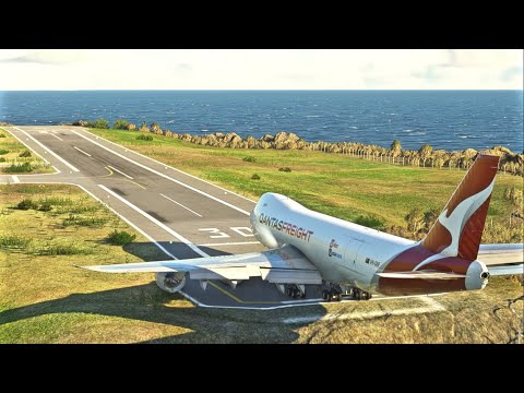 Dangerous Vertikal Takeoff B747 Qantas Freight on Short Runway in The World