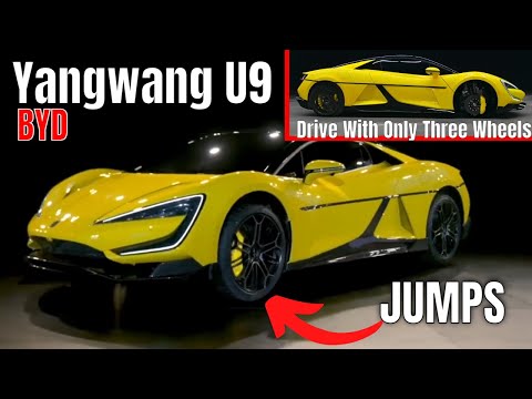 Electric Chinese Supercar BYD Yangwang U9 Jump and Drive With Only Three Wheels