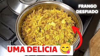 Como fazer farofa de frango desfiado | Receita simples e fácil
