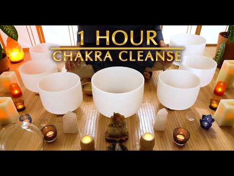 1 Hour Chakra Cleanse Sound Bath | Crystal Singing Bowls | Rebalance | Sleep | Unintentional ASMR