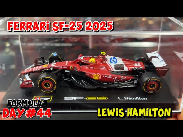 Vídeo relacionado con Bburago Ferrari SF-25 F1 2025#44 Hamilton, modelo de coche Diecast 1:43, miniatura detallada del vehículo de Fórmula 1, licencia oficial, edad recomendada 3+ años