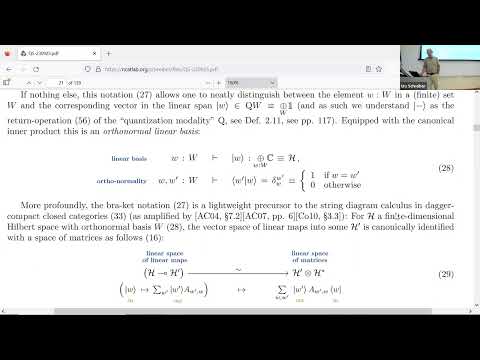 "Quantum Channels as QuantumState Monad Transformations (I)", talk by Urs Schreiber at CQTS at NYUAD