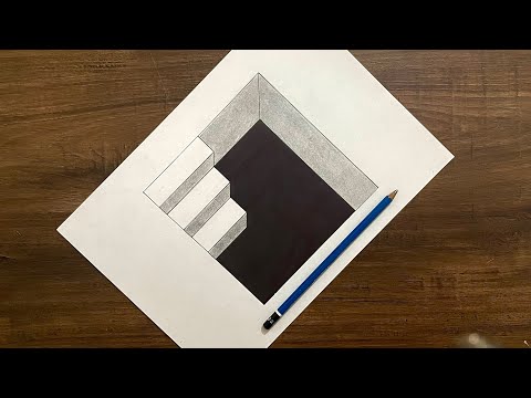 Very Easy!! 3d Stairs & Hole - Anamorphic Illusion || Easy Pencil Drawing