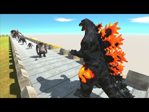 GODZILLA BURNING DESERT ISLAND DEATH RUN - Animal Revolt Battle Simulator