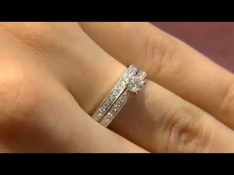PR1058 Round Cut Side Stone Diamond Engagement Ring