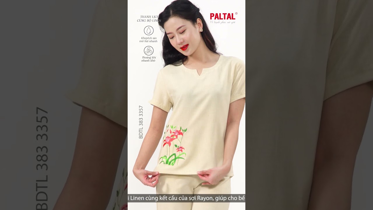 Set đồ bộ nữ kiểu quần dài tay ngắn Linen 383p 3357