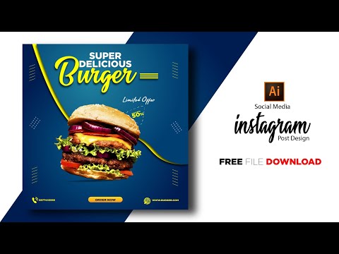 Instagram Post Design Social Media Banner Design in Adobe Illustrator Free File Download