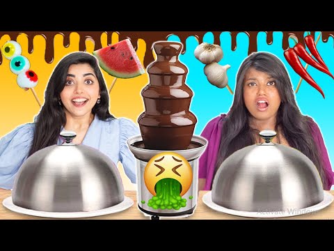 CHOCOLATE FOUNTAIN CHALLENGE | *baht hi bura haal hua behn ka*😶🤐🥵