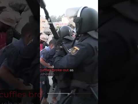 Police hit migrants with batons during camp transfer in Ceuta | AJ #shorts