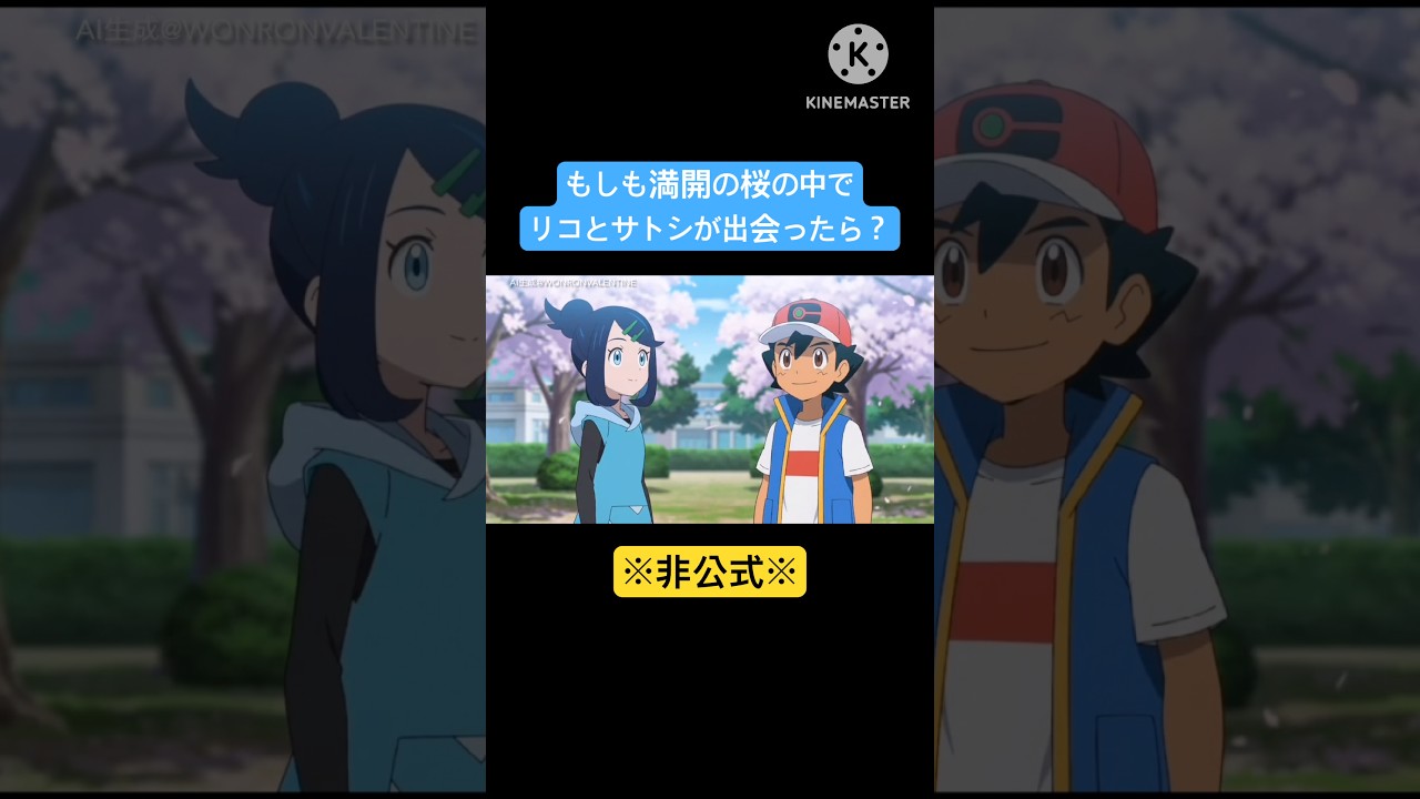 もしも満開の桜の中でリコとサトシが出会ったら？　#aivideo  #サトシ　#リコ　#アニポケ