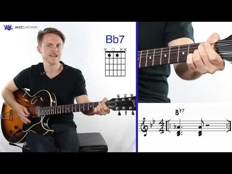 Beginner Jazz Guitar Lesson #7: - Bb Blues Comping Pattern #2