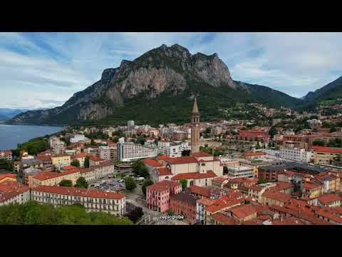 Lecco , Lake Como, Italy Aerial views 4k