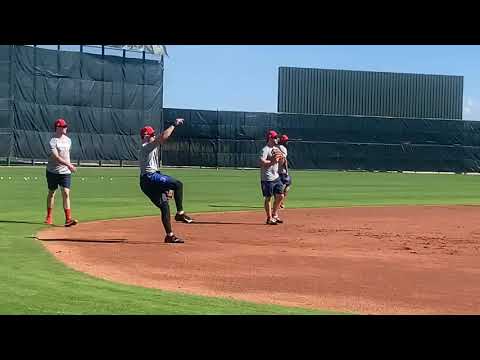 Michael Chavis, Boston Red Sox top prospect, takes ground balls at spring training 2019