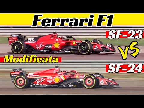 Ferrari SF-23 Modificata Vs Ferrari SF-24 - Split Screen Virtual Comparison, Carlos Sainz at Fiorano