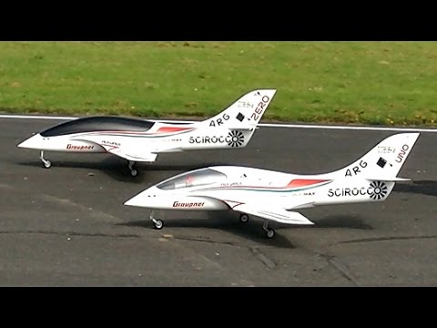 2 X SCIROCCO GIANT RC TURBINE MODEL SPORT JET FLIGHT TO MUSIC AIRSHOW / Jetpower Messe 2015