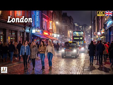 Amazing London Night Walk | London's Vibrant Saturday Night Walking Tour | 4K
