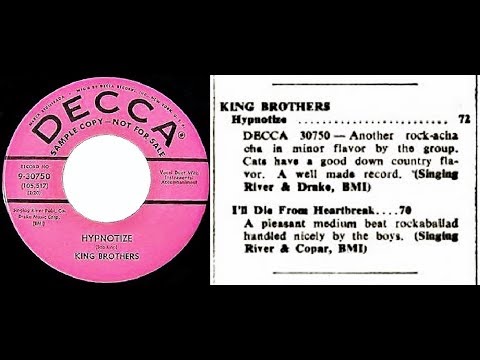 KING BROTHERS - Hypnotize  / I´ll Die From Heartbreak (1958)
