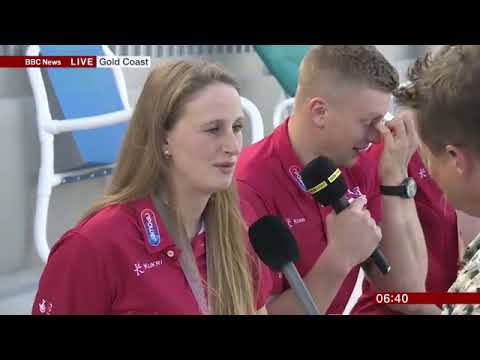 BBC presenter falls into swimming pool mid-interview (Mike Bushell)
