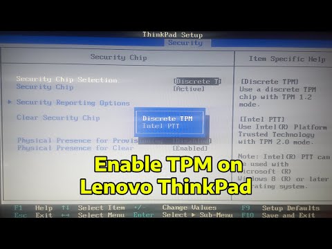 How To Enable TPM 2.0, 1.2, Discrete TPM or Intell PTT in Lenovo ThinkPad