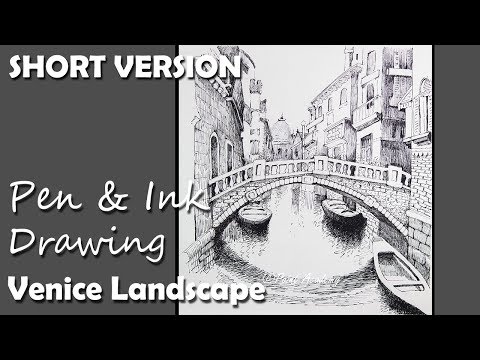 Pen Ink Drawing | Venice Landscape SHORT VERSION