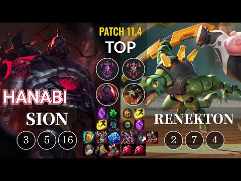 TLN Hanabi Sion vs Renekton Top - KR Patch 11.4