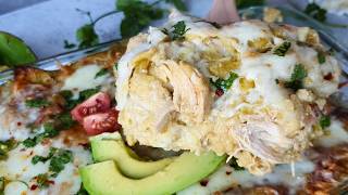 EASY Green Chile Chicken Enchilada Casserole SO TASTY