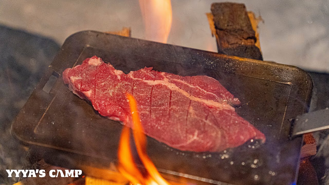 【キャンプ飯】極寒の雪中で食べる焚き火ステーキは格別！【ASMR】