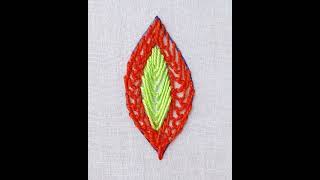Flying  stitch tutorial, basic embroidery design, Leaf embroidery design, fishbone stitch