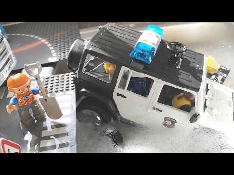 Police Jeep Truck Bruder, Pretend Play, Toys Vehicles,Car Get  Stuck & Washed in the water, Oh No Video
