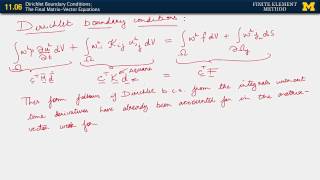 11.06. Dirichlet Boundary Conditions; The Final Matrix Vector Equations