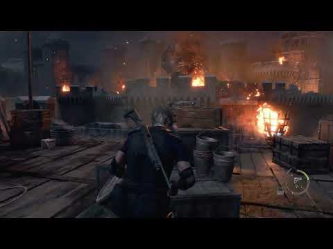 Resident Evil 4 Remake - Chapter 8 Reach and Use The Cannon On The Armored Giant Gameplay Sequence