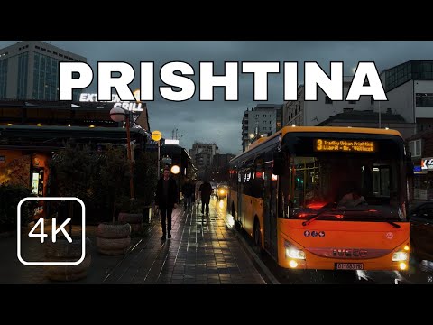 Rainy Afternoon in [PRISHTINA] City Sounds Night Walk 4K | Filmed on iPhone 17 Pro Max