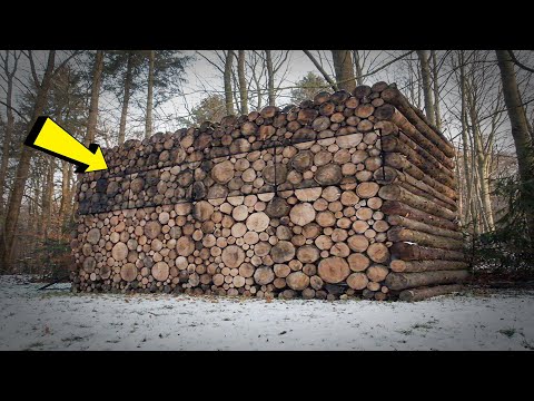 Un uomo accatasta la legna da ardere in giardino: il vicino passa e si ferma di colpo