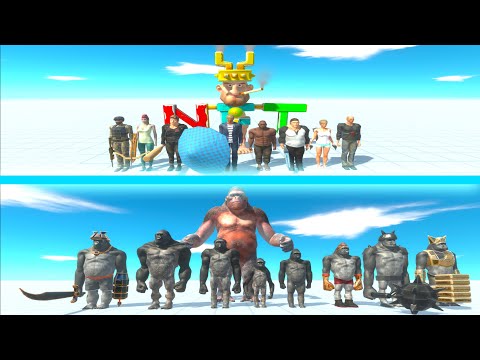 NEW MODERN HUMANS Team vs MUTANT PRIMATES Team - Animal Revolt Battle Simulator ARBS