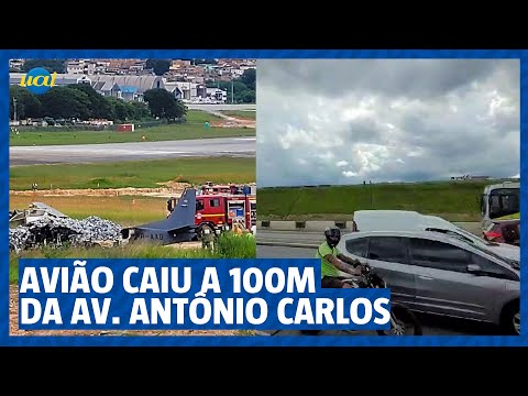 Avião caiu a cerca de 100 metros da avenida Antônio Carlos, na Pampulha