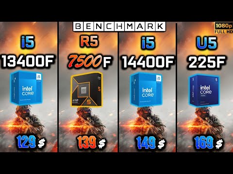 Intel i5 13400f vs 14400f vs Ultra 225fvs Ryzen 5 7500F / Test in 8Games / 1080p / RTX 4090