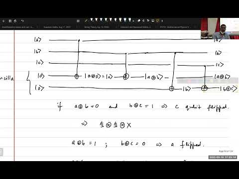 Quantum Computation, Lecture 22, QEC, Part 3, Bit, phase flip error correction circuits, Mar 10, '22