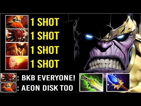 1 SHOT KILL THANOS MID vs FULL BKB + AEON DISK Team Crazy Def Comeback by rime 7.22 Dota 2