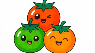 How to Draw Cute Tomatoes | Easy Drawing for Kids | Step by Step Tutorial