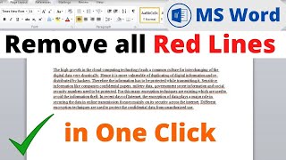 How To Remove Red Lines in MS Word | Remove Red Line in Word | Red Underline Problem | MS Word Tips