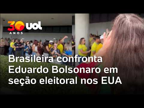 Brasileira chama Eduardo Bolsonaro de “fugitivo” em seção eleitoral nos EUA
