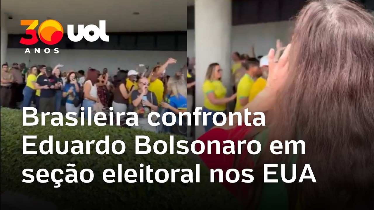 Brasileira chama Eduardo Bolsonaro de "fugitivo" em seção eleitoral nos EUA