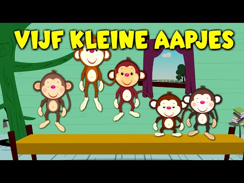 Vijf Kleine Aapjes - Nederlandse kinderliedjes  | Liedjes voor peuters en kleuters