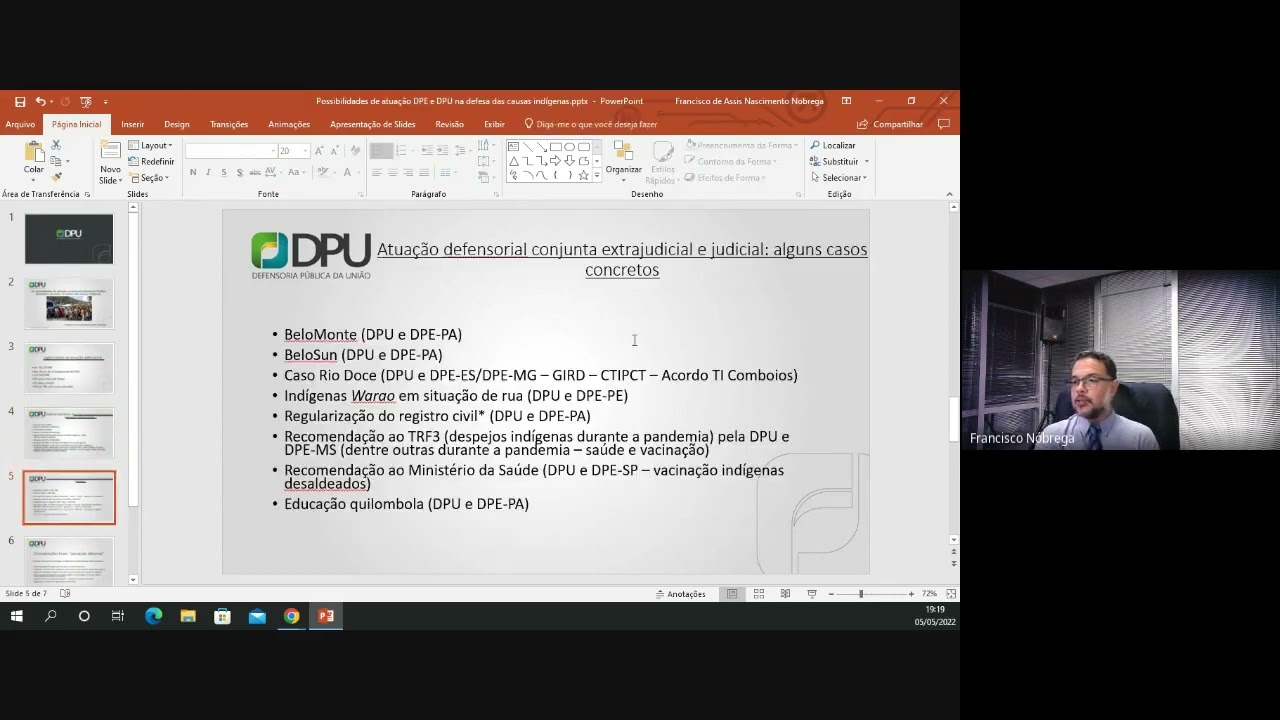 05/05 - As possibilidades de atuação conjunta da DPE e da DPU na defesa das causas indígenas
