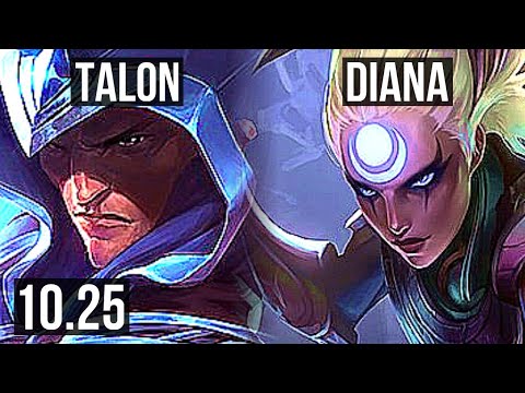 TALON vs DIANA (MID) | 6 solo kills, Legendary, 19/3/7, 800+ games | NA Diamond | v10.25