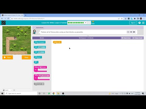 L16-11 |Code.org | Express-2021 | Lesson 16: While Loops in Farmer | level 11