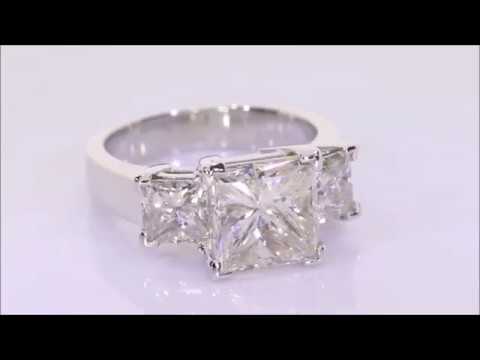 6.80 ctw Diamond Engagement Ring - Princess Cut G-H SI2-3 | BigDiamondsUSA