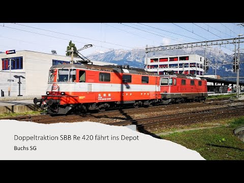 Doppeltraktion SBB Re 420 fährt ins Depot Buchs SG